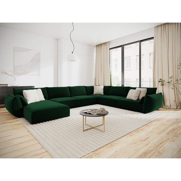 Tumši zaļš samta stūra dīvāns (ar labo stūri/U veida) Vanda – Mazzini Sofas-image-1