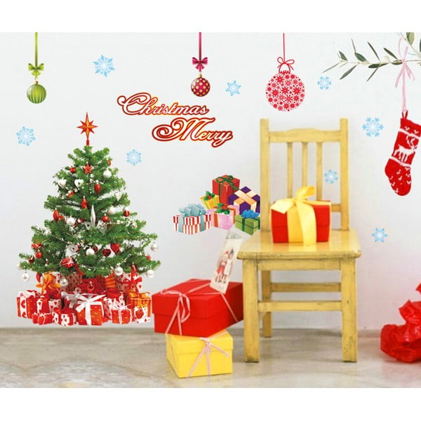 Ziemassvētku uzlīmes Ambiance Santa, Balls and Tree