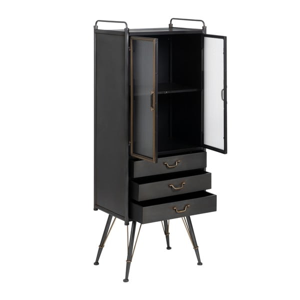 Melna metāla vitrīna 58x150 cm Brick – Ixia-image-2