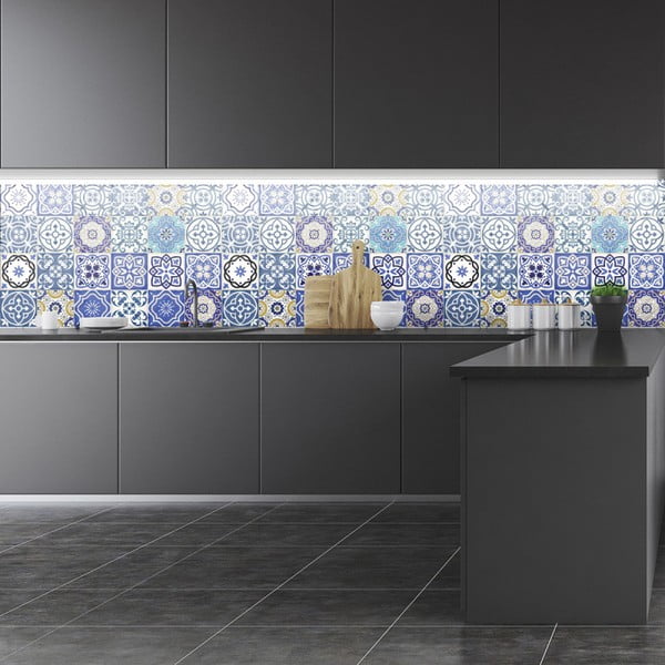 24 sienas uzlīmju komplekts Ambiance Wall Stickers Tiles Flamenco, 10 x 10 cm