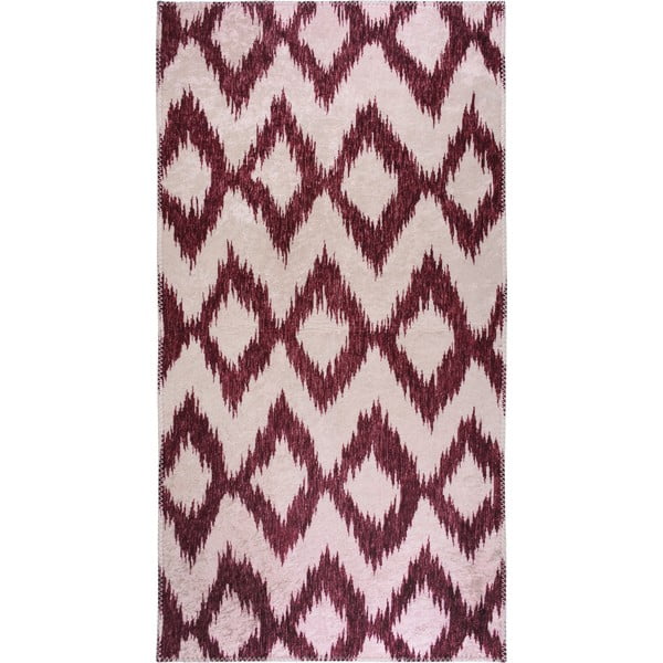 Bordo sarkans/balts mazgājams paklājs 80x150 cm – Vitaus