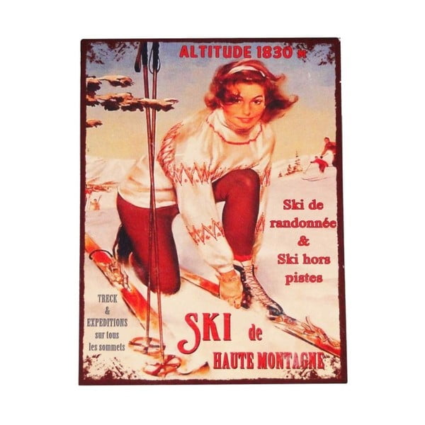 Metāla izkārtne 25x33 cm Ski – Antic Line