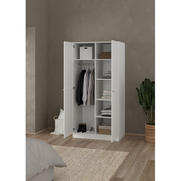 Balts drēbju skapis 99x200x62 cm Billund – Tvilum-image-2