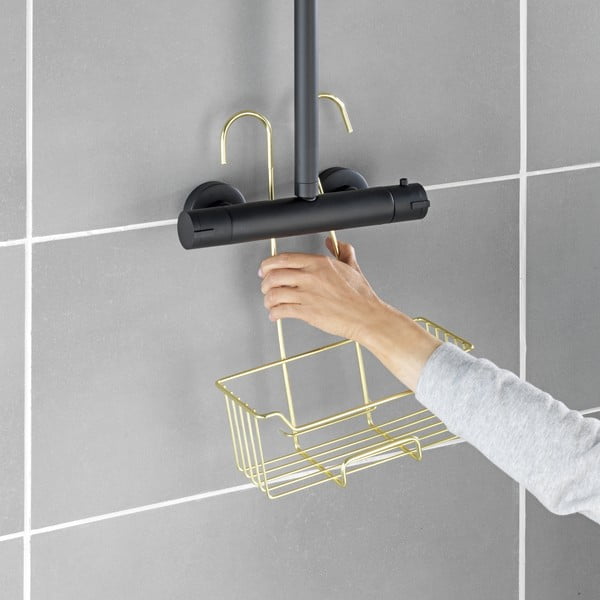 Zelta krāsas nerūsējošā tērauda piekarināms vannas istabas plaukts Milo – Wenko-image-2