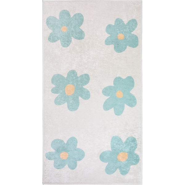 Piparmētru zaļš/ziloņkaula krāsas mazgājams bērnu paklājs 60x100 cm Cute Flowers Green – Vitaus