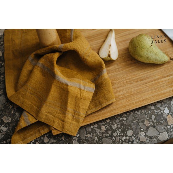 Lina trauku dvielis 65x65 cm Amber Bronze Stripes – Linen Tales-image-1