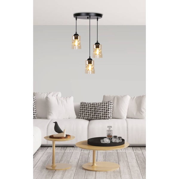 Melna piekaramā lampa ar stikla abažūru Felis – Candellux Lighting-image-1