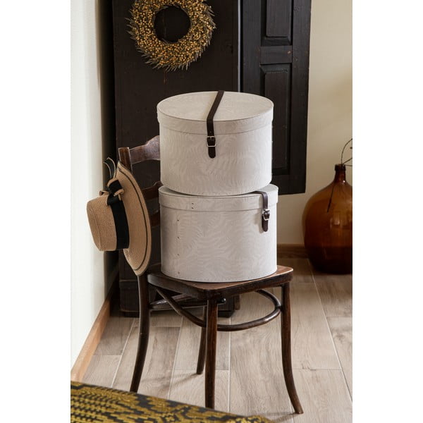 Krēmkrāsas kartona uzglabāšanas kastes (2 gab.) ar vāku ø 37,5x25,5 cm Rut Paper Laminate – Bigso-image-1