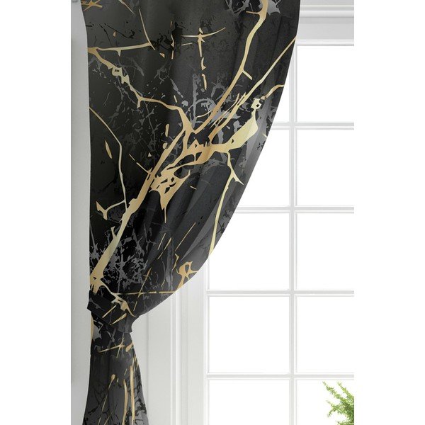 Aizkari melnā/zelta krāsā (2 gab.) 140x260 cm – Mila Home-image-1