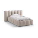 Gaiši brūna polsterēta vienvietīga gulta ar veļas kasti un redelēm 90x200 cm Lupine – Micadoni 