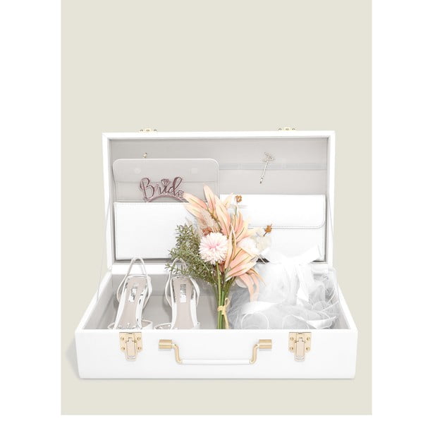 Balta dekoratīva uzglabāšanas kaste no ādas imitācijas 50x30x15 cm – Stackers