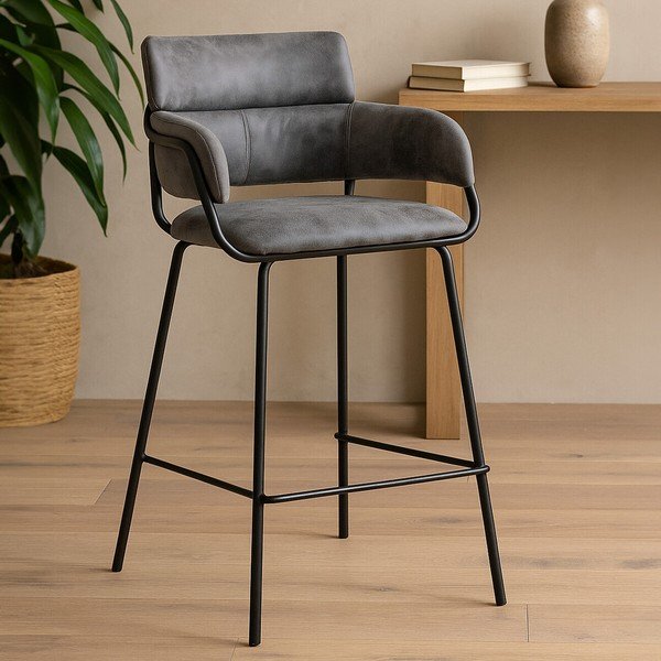 Melns/pelēks polsterēts bāra krēsls Tamzin – Premier Housewares-image-3
