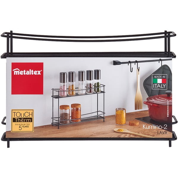 Melns divlīmeņu garšvielu plaukts Metaltex Pepito Lava-image-2