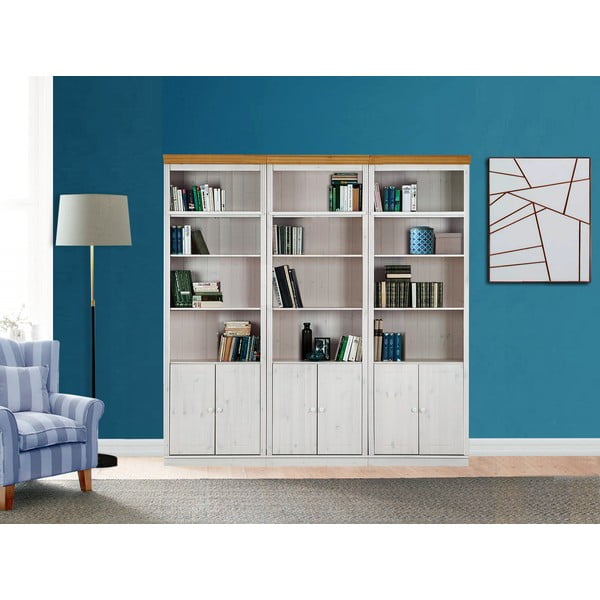 Balts priedes masīvkoka grāmatplaukts 222x223 cm Anita – Støraa-image-1