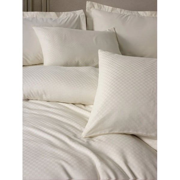 Bēša vienguļamā gultas veļa no ranforce kokvilnas 140x200 cm Checkered – Mila Home Luxury-image-1