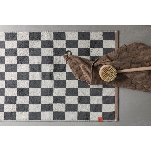 Antracīta pelēks/bēšs vannas istabas paklājiņš dušai no organiskās kokvilnas  50x80 cm Retro – Mette Ditmer Denmark-image-2