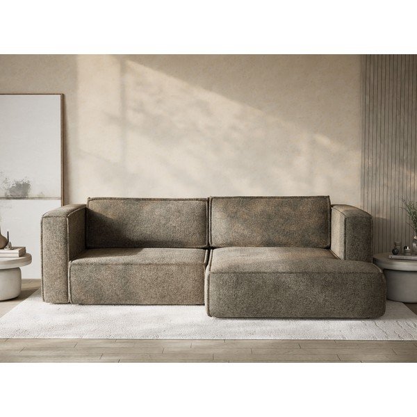 Brūns salokāms stūra dīvāns no šenila auduma ar uzglabāšanas vietu (ar labo stūri/ar zvilni) Velto – Maison de Rêve-image-1