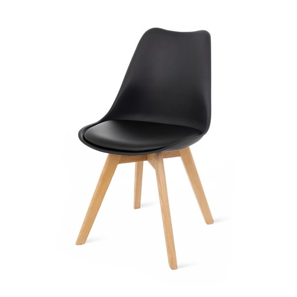 2 melnu krēslu komplekts ar dižskābarža koka kājām Bonami Essentials Retro