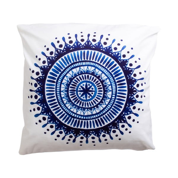 Zili balts dekoratīvais spilvens 45x45 cm Mandala – JAHU collections