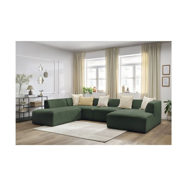 Zaļš modulārais stūra dīvāns (ar kreiso stūri/U veida) Megeve – Bobochic Paris-image-1