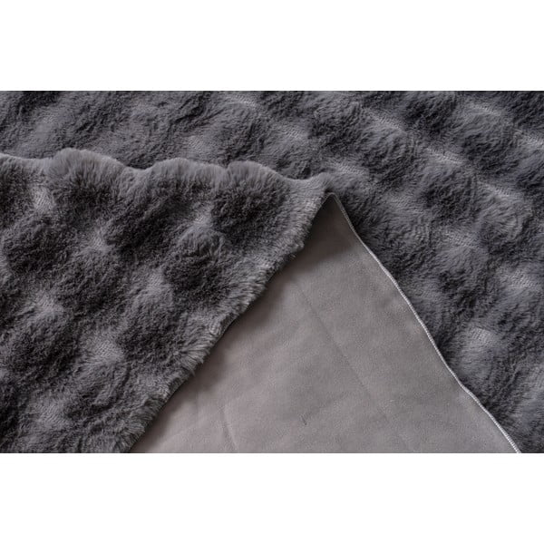 Antracīta pelēks mazgājams apaļš paklājs ø 200 cm Bubbly – Oyo Concept-image-1