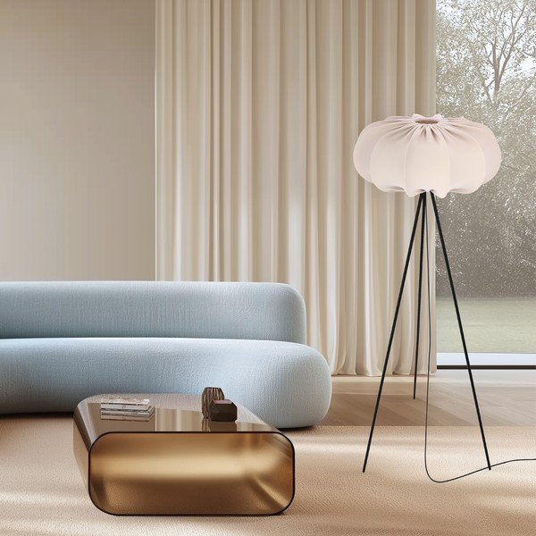 Bēša stāvlampa ar auduma abažūru (augstums 147 cm) Cafee – Candellux Lighting-image-1