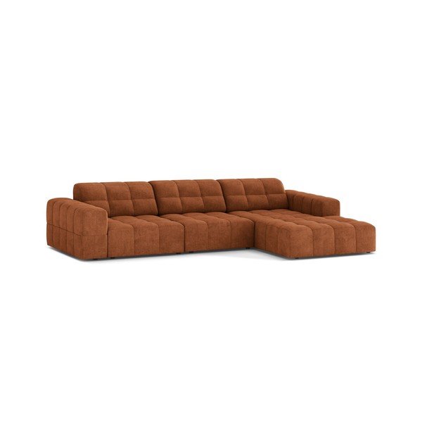 Terakotas oranžs stūra dīvāns no šenila auduma (ar labo stūri/ar zvilni) Chicago – Cosmopolitan Design-image-1
