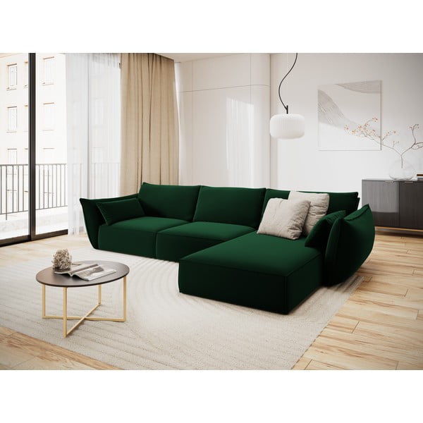 Tumši zaļš samta stūra dīvāns (ar labo stūri/ar zvilni) Vanda – Mazzini Sofas-image-1