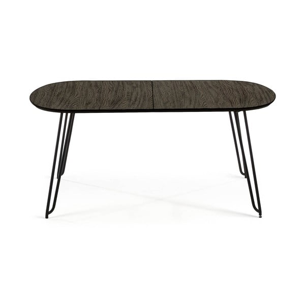 Tumši brūns izvelkams ēdamgalds ar oškoka imitācijas galda virsmu 100x170 cm Milian – Kave Home-image-3