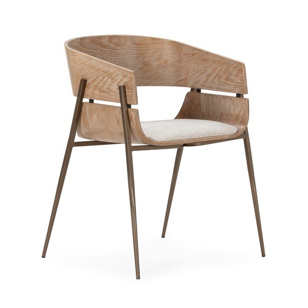 Dabīga toņa polsterēti ēdamistabas krēsli ar roku balstiem (2 gab.) Naia – MOME