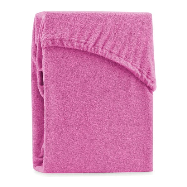 Fuksiju rozā elastīgs palags divguļamai gultai AmeliaHome Ruby Siesta, 200/220 x 200 cm