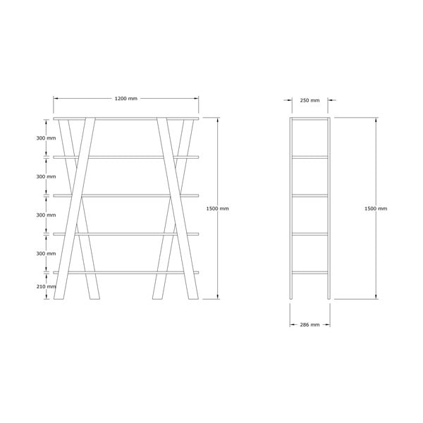 Balts grāmatu plaukts 120x150 cm Conde – Kalune Design-image-4