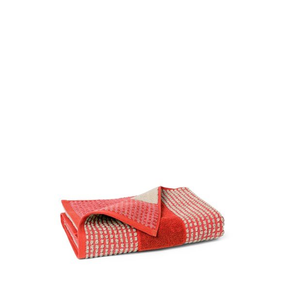 Sarkans frotē dvielis no organiskās kokvilnas  70x140 cm Check – JUNA-image-2