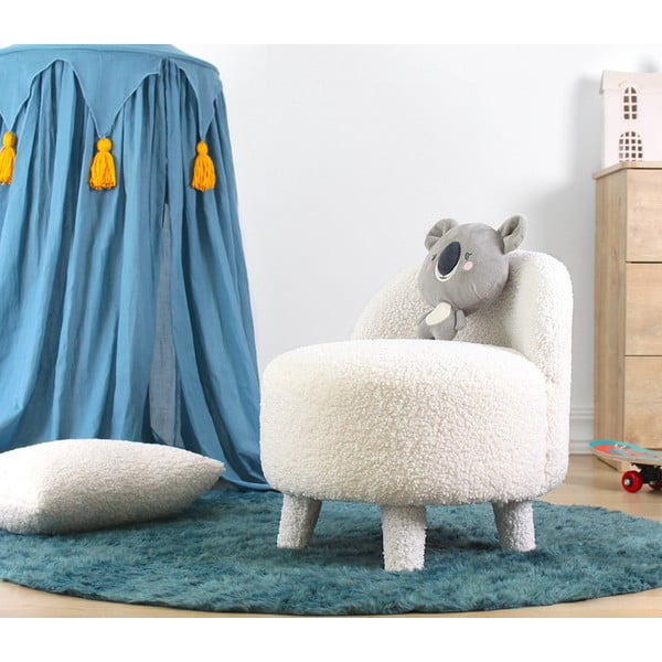 Balts bērnu atpūtas krēsls no buklē auduma Moouv – Artie-image-1