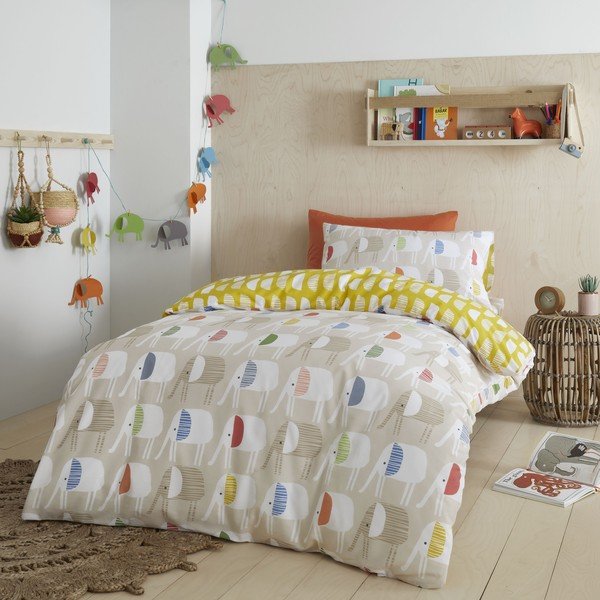 Kokvilnas bērnu gultas veļa 200x135 cm Minbu Elephant – Pineapple Elephant-image-1