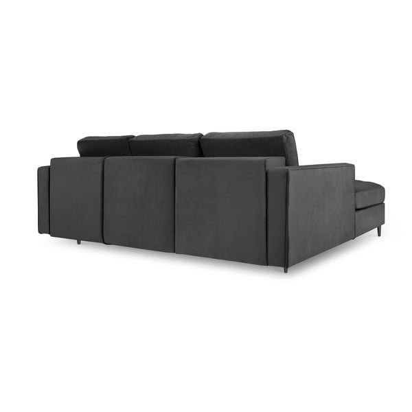 Tumši pelēks samta izvelkamais stūra dīvāns ar veļas kasti Milo Casa Santo, kreisais stūris-image-3