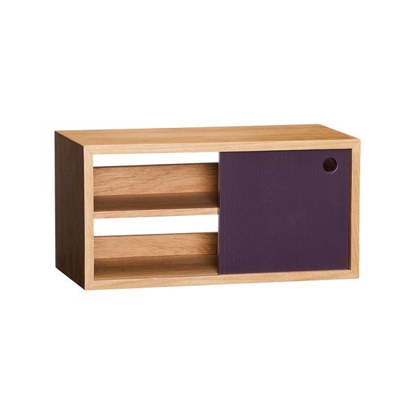 Bordo/dabīga toņa sienas plaukts ar ozolkoka imitāciju 40 cm Slide – Hübsch