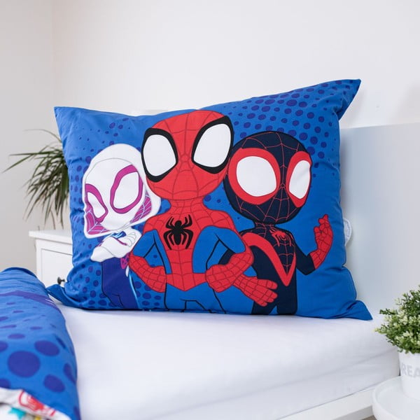Zila vienguļamā kokvilnas bērnu gultas veļa 140x200 cm Spidey – Jerry Fabrics-image-3