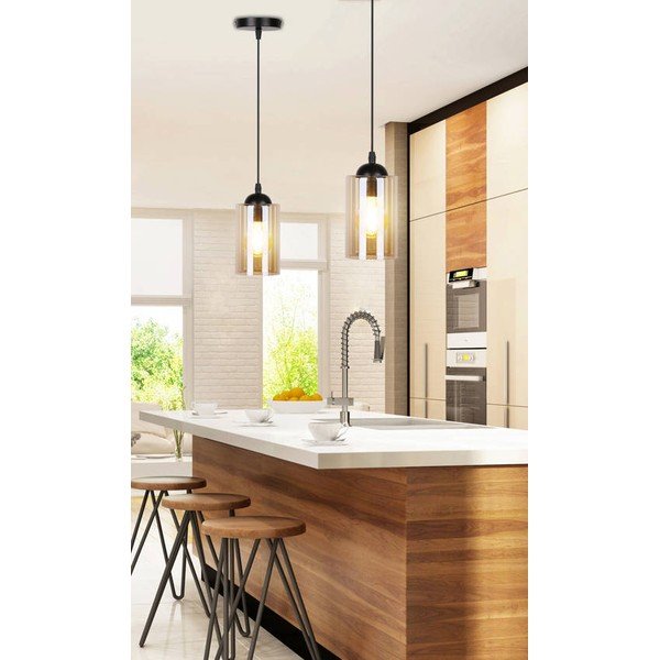 Melna piekaramā lampa ar stikla abažūru ø 10 cm Bistro – Candellux Lighting-image-1