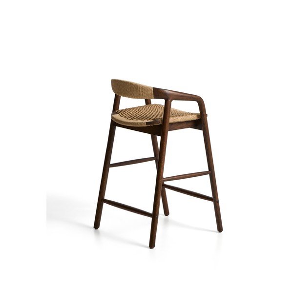Brūns ozola masīvkoka bāra krēsls ar roku balstiem (sēdekļa augstums 65 cm) Derile – Kave Home-image-3