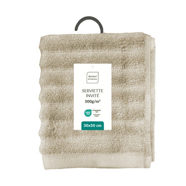 Bēšs frotē kokvilnas dvielis 30x50 cm Maya – douceur d'intérieur-image-4