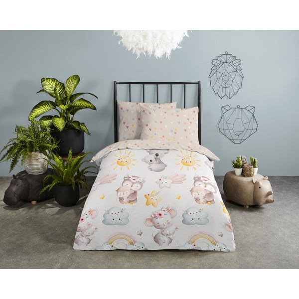 Brūna/bēša kokvilnas bērnu gultas veļa 100x135 cm Hugs – Good Morning-image-1