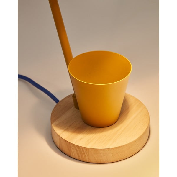 Sinepju dzeltena galda lampa ar metāla abažūru (augstums 37 cm) Katia – Kave Home-image-4