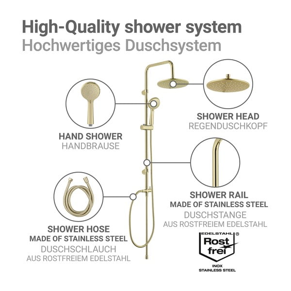 Matētas zelta krāsas nerūsējošā tērauda dušas komplekts 101 cm Young Line – Wenko-image-4