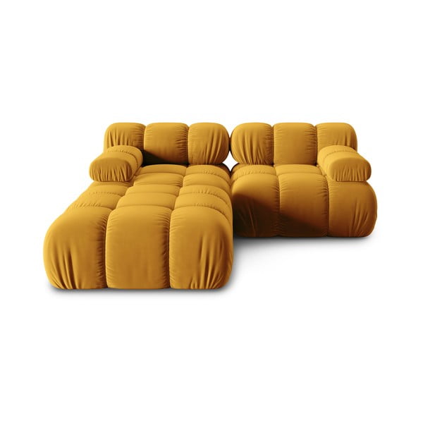 Dzeltens samta stūra dīvāns Bellis – Micadoni Home