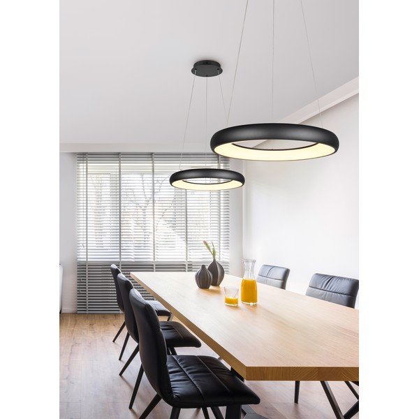 Matēti melna LED piekaramā lampa ar regulējamu spilgtumu un metāla abažūru ø 62 cm Cardona – Trio-image-2