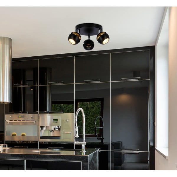 Melna/zelta krāsas griestu lampa ar metāla abažūru 26x26 cm Boni – Candellux Lighting-image-1