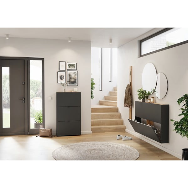 Antracīta pelēks atverams apavu plaukts 71x127x22 cm Ameca – Germania-image-4