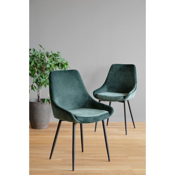 Tumši zaļi samta ēdamistabas krēsli (2 gab.) Sierra – Rowico-image-1
