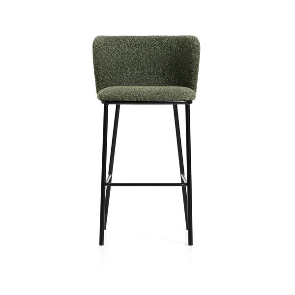 Tumši zaļš polsterēts bāra krēsls (sēdekļa augstums 75 cm) Ciselia – Kave Home-image-3